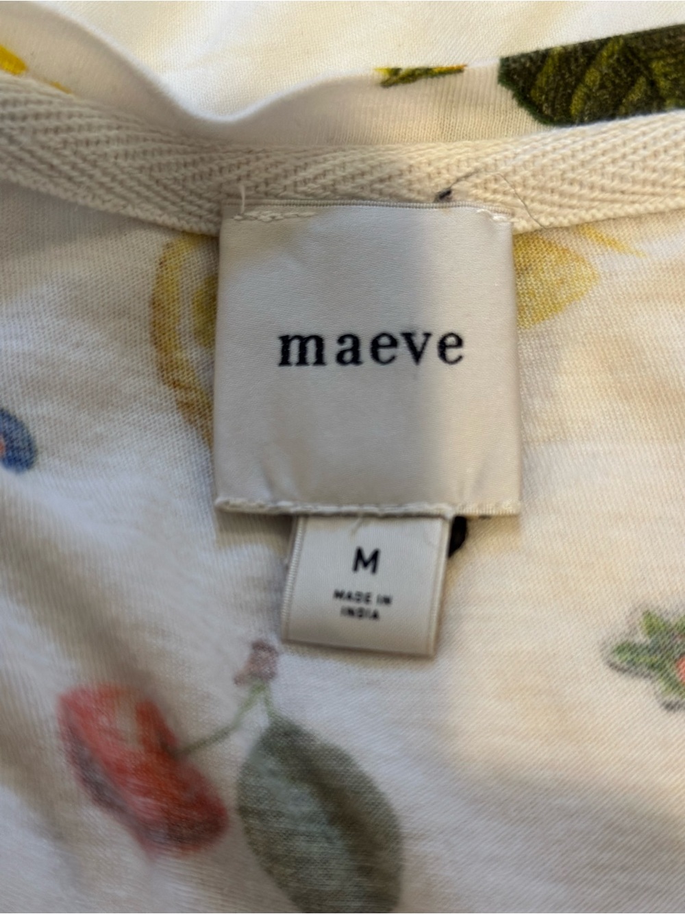 Maeve Anthropologie Fruit Print Flutter Sleeve Tee Medium Lemon Cherry Cotton - Picture 7 of 8